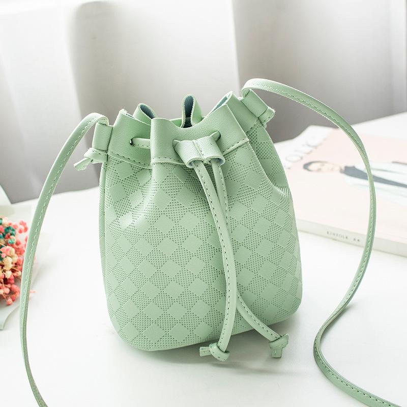 Women's Bag Fashion Woven Bucket Bag Slung Mobile Phone Bag Ladies Shoulder Bag