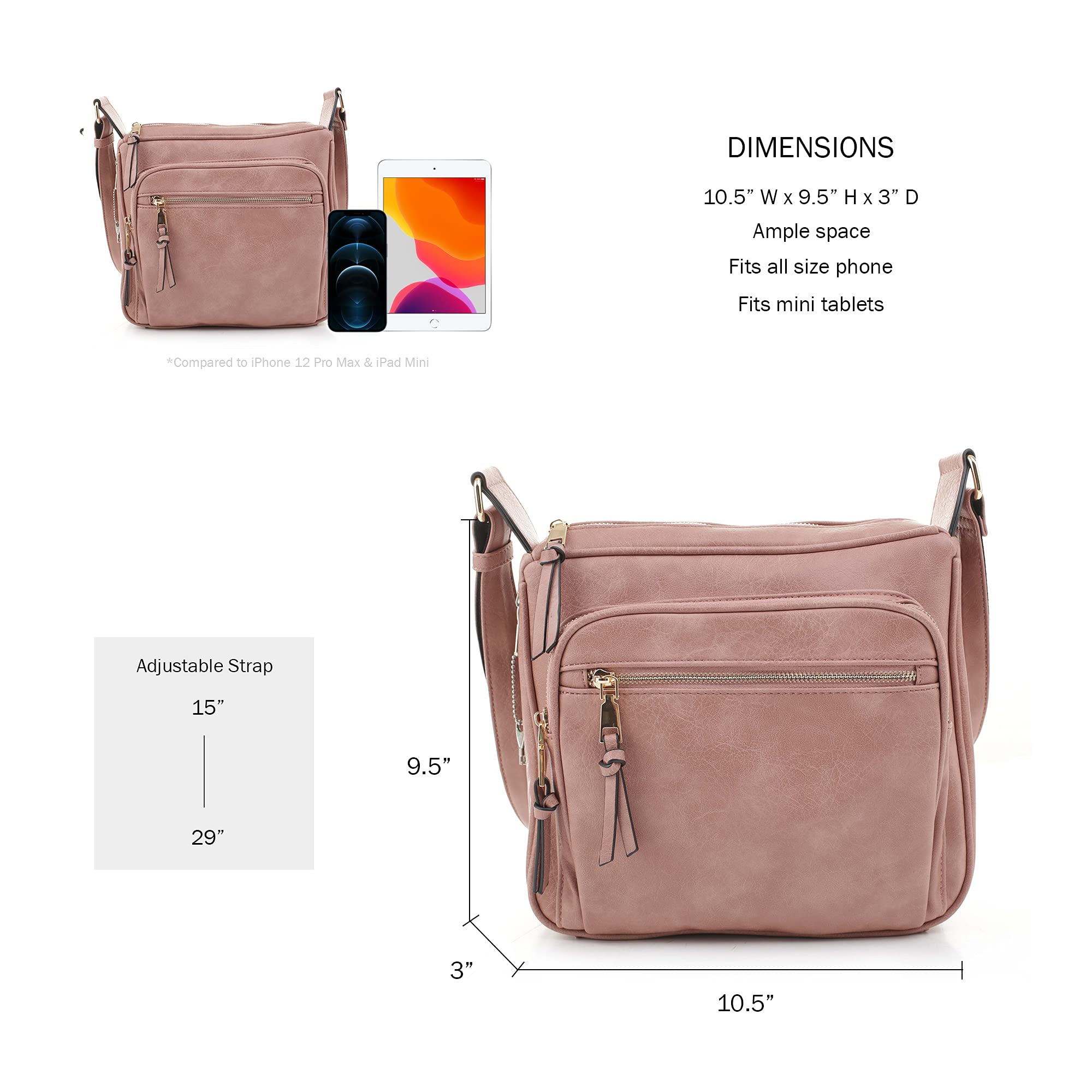 Concealed Crossbody RFID Blocking Lock Firearm Removable Holster-Mauve