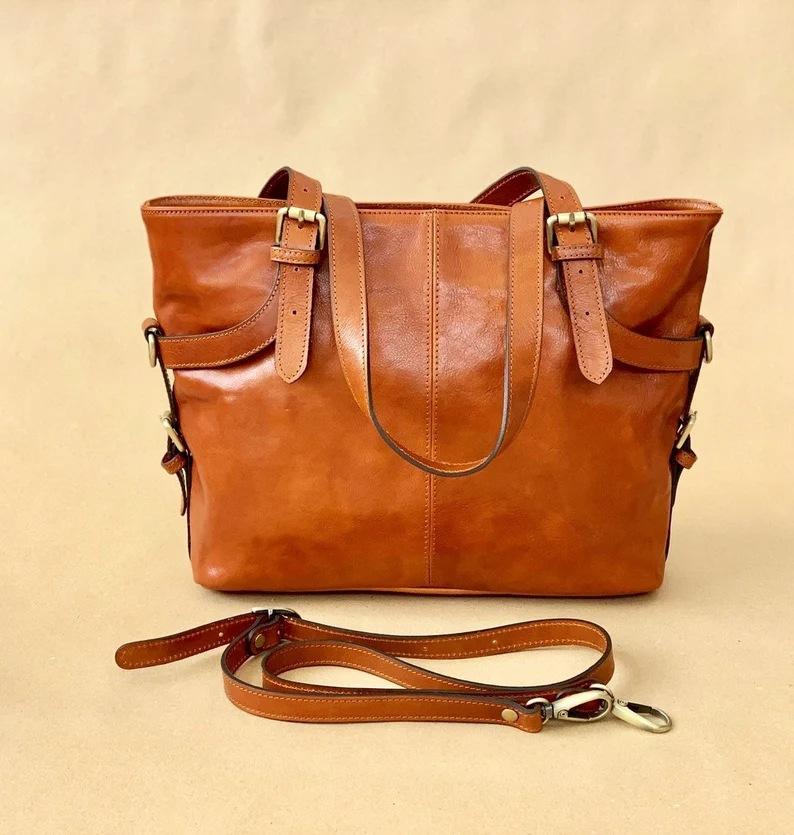 Recurious Butter Leather Pattern Hand-held Slung Women's Bag Fashion Large Capacity
