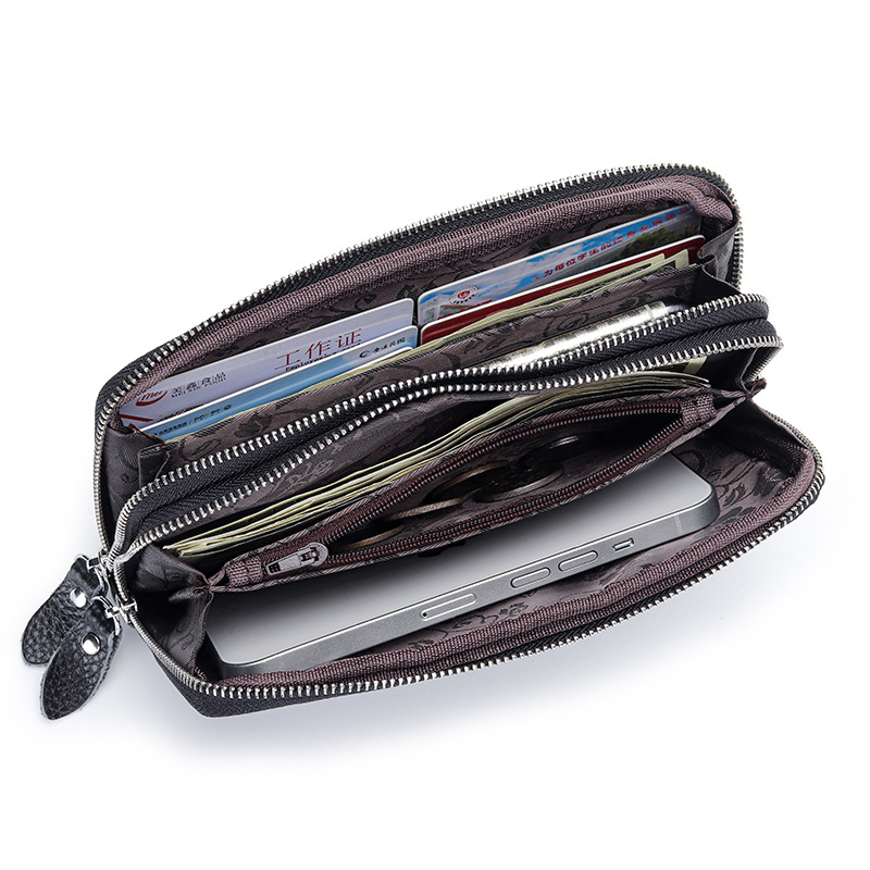 Women's Leather High Capacity Double Zip Long Wallet