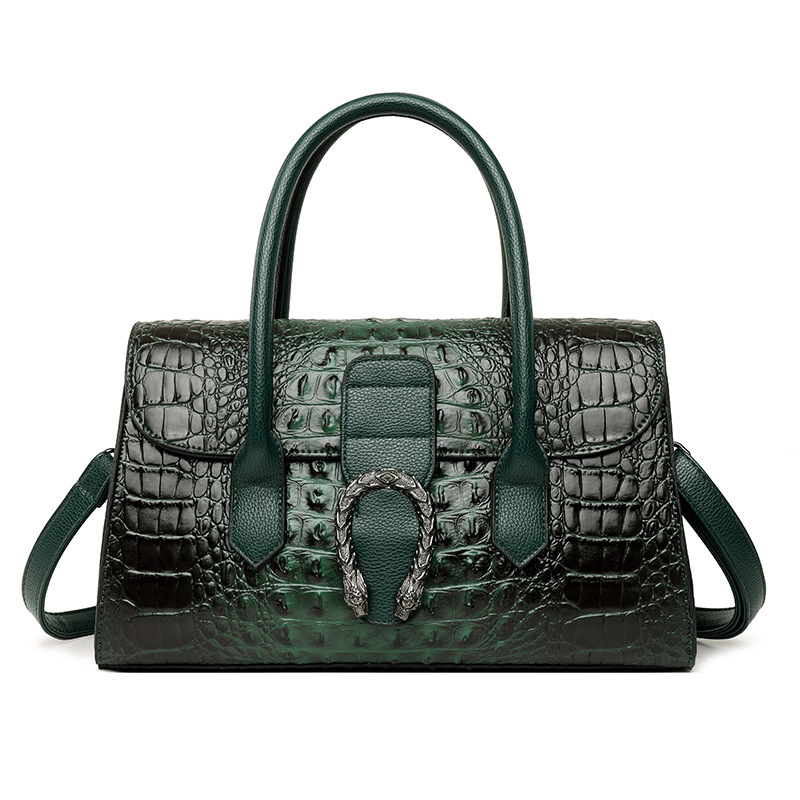 New Fashion Top Leather Crocodile Textured Tote