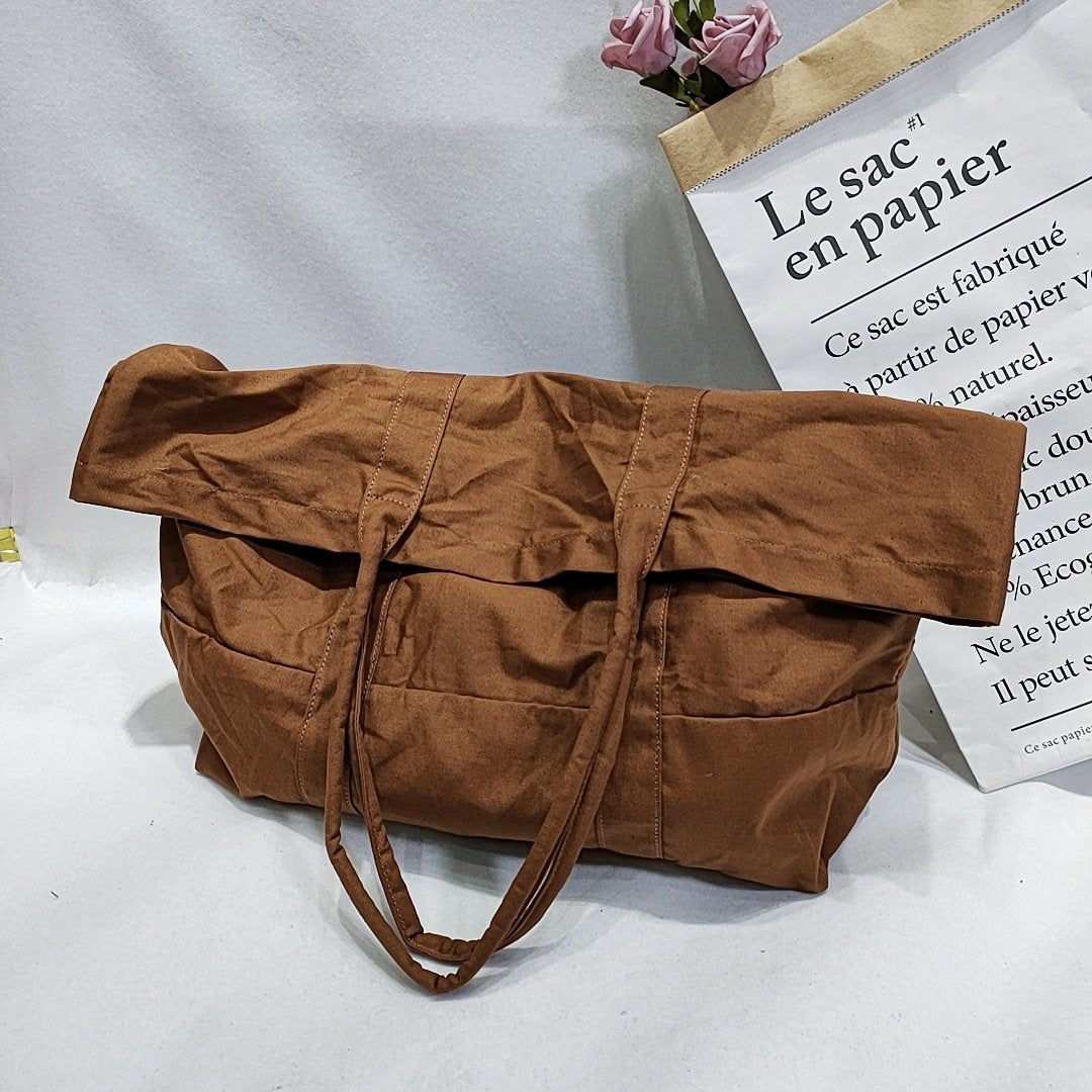 2022 New Retro Canvas Portable Large Capacity Linen Brown Shopping Bag Ladies Bag