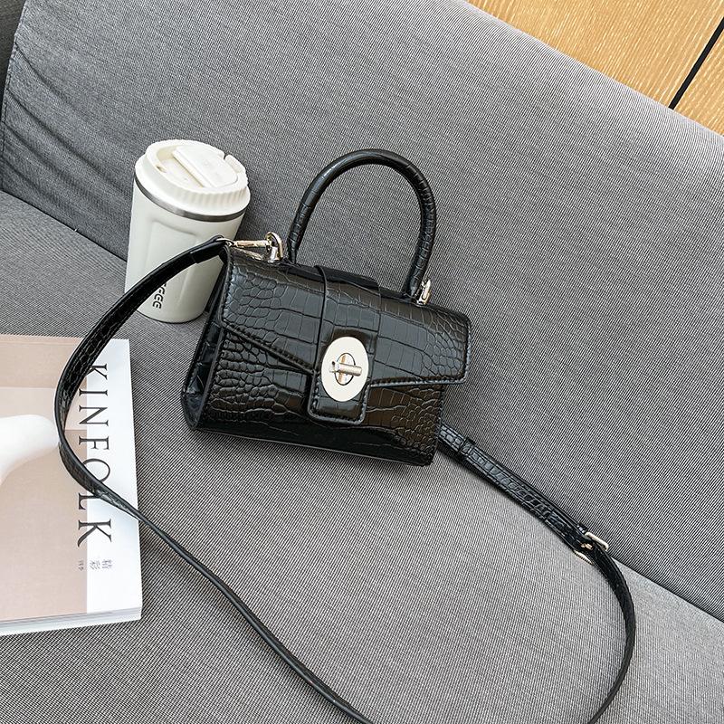 Retro Simple Small Square Bag Casual Handbag Stone Pattern Fashion Foreign Style Shoulder Messenger Bag Ladies Bag