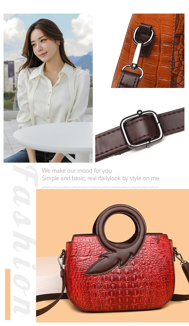 New Fashion Joker Banquet Retro Crocodile Single Shoulder Crossbody Bag