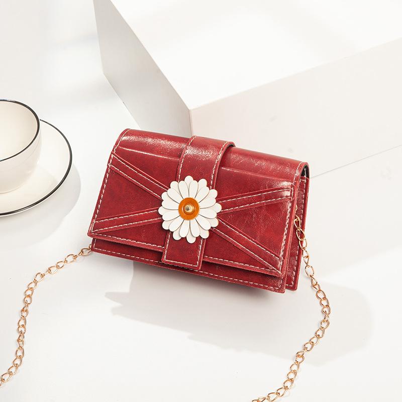 The New Tide Daisy Shoulder Diagonal Small Square Bag Ladies Joker Hand Bag Fashion Women's Bag