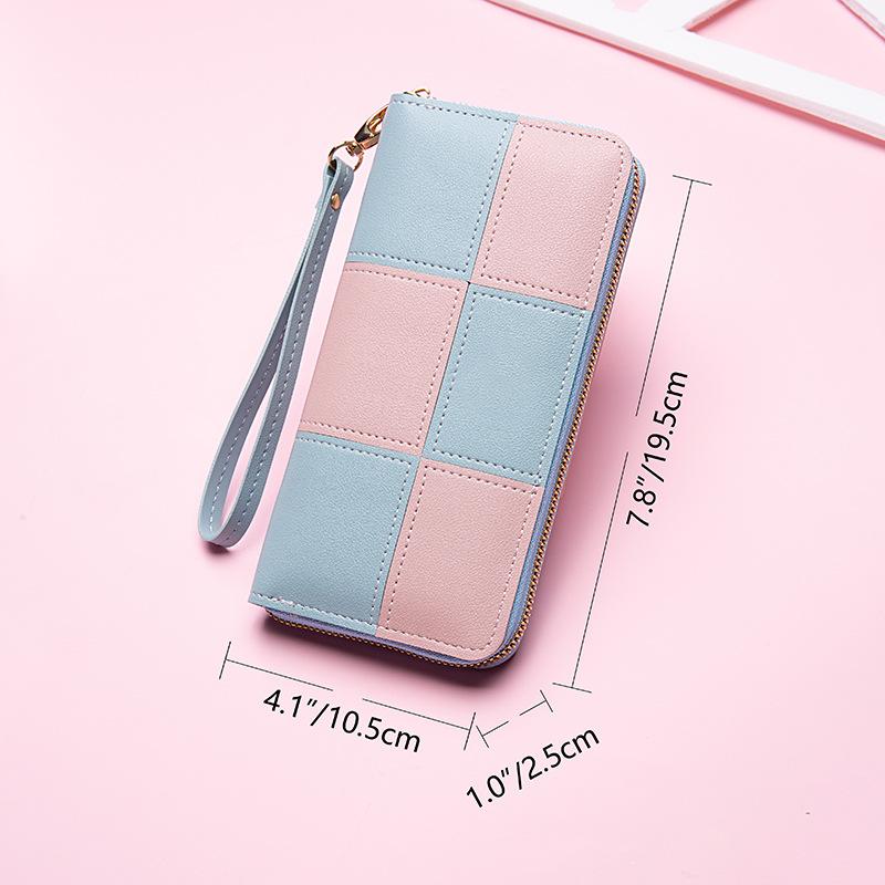Fashion Wallet Long Girl Bag New Contrast Zipper Carry Wallet Card Bag