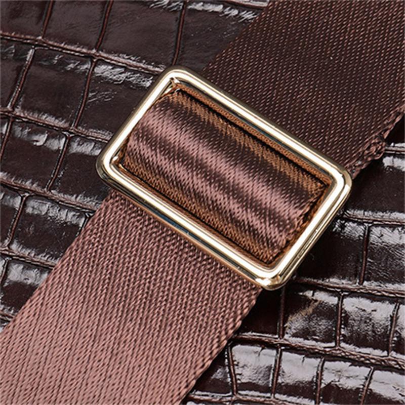 Men's Crocodile Pattern Shoulder Bag Leather Adjustable Shoulder Strap Business Crossbody Bag