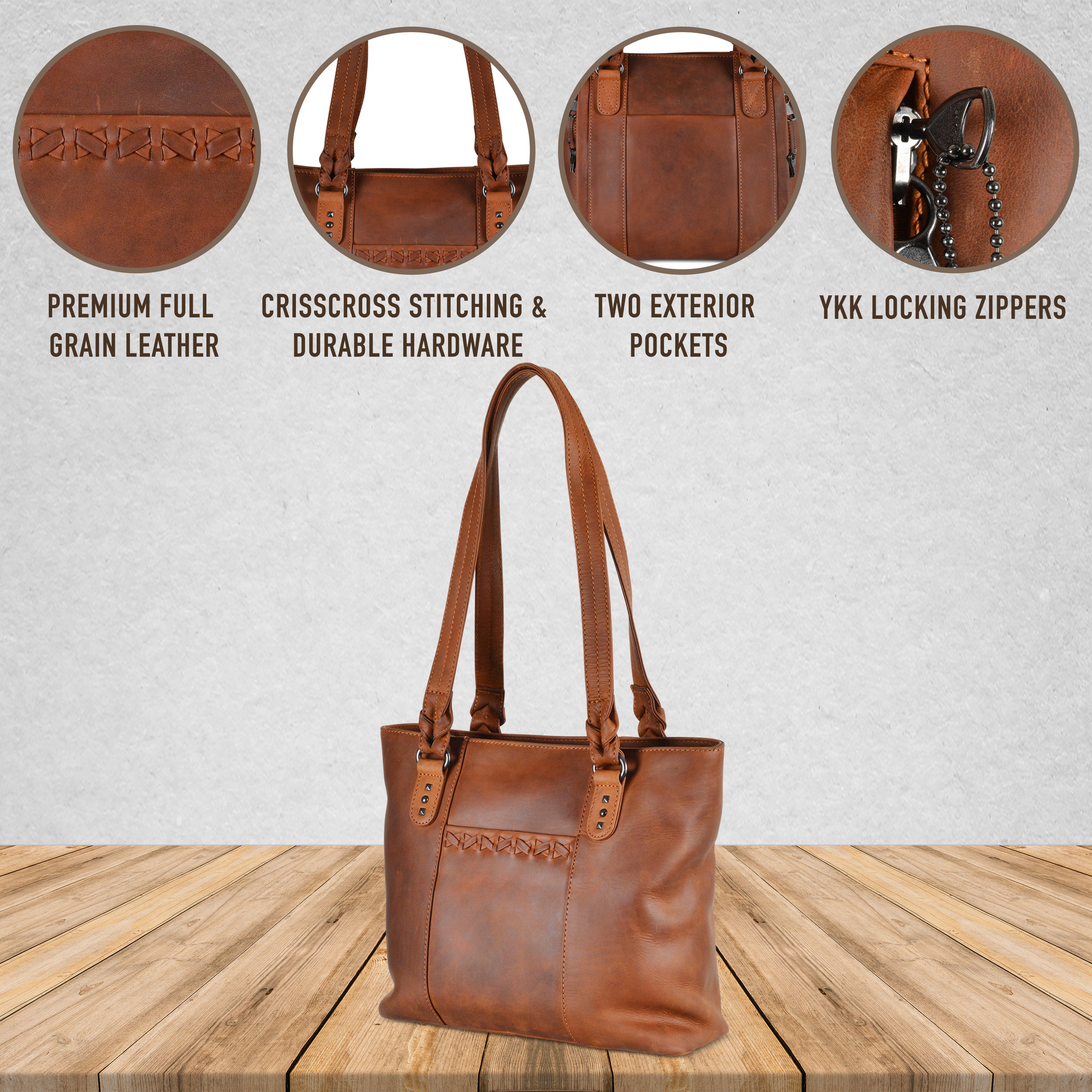 Peyton Concealed Carry Leather Tote Bag