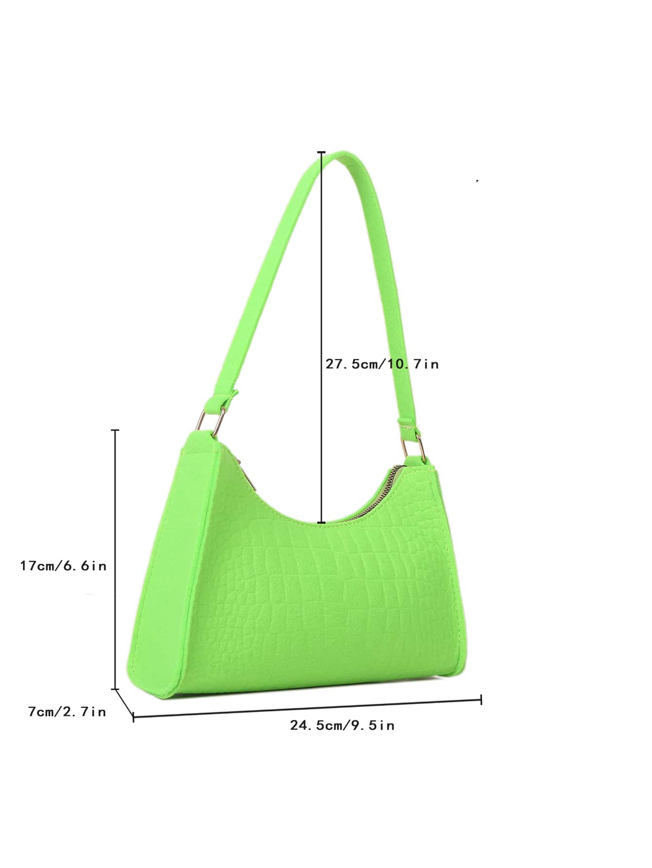 Fluorescent Green Croco-embossed Felt Baguette