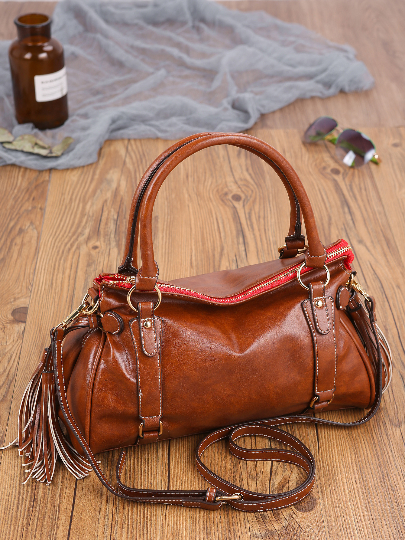 Retro Plant Soft Hand-held Shoulder Slung Bag