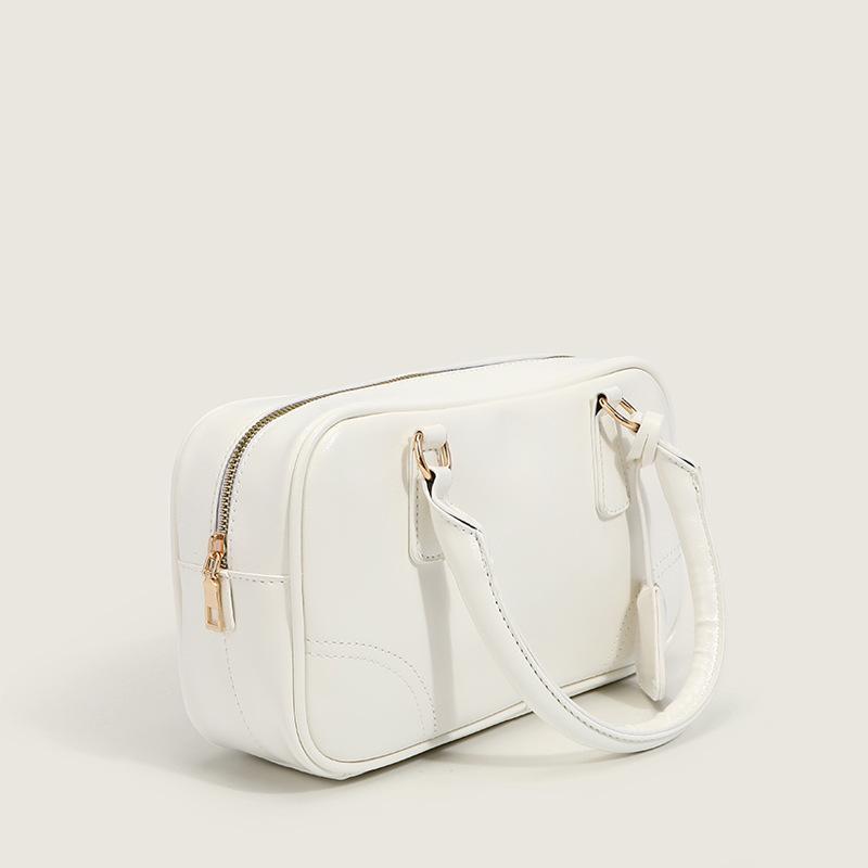 Simple Vintage Oil Wax Leather Handbag Joker Large Capacity Boston Bag Light Commuter Bag Women's Bag