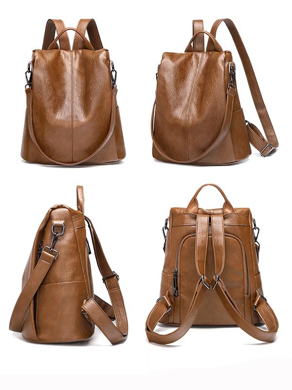 Soft Leather Anti-Theft Backpack