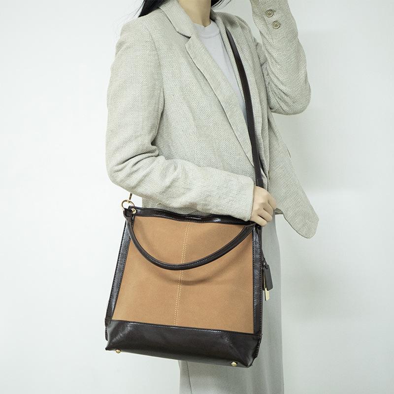 Women's Bag Joker Popular Retro Large Capacity Advanced Sense Single Shoulder Bucket Tote Bag