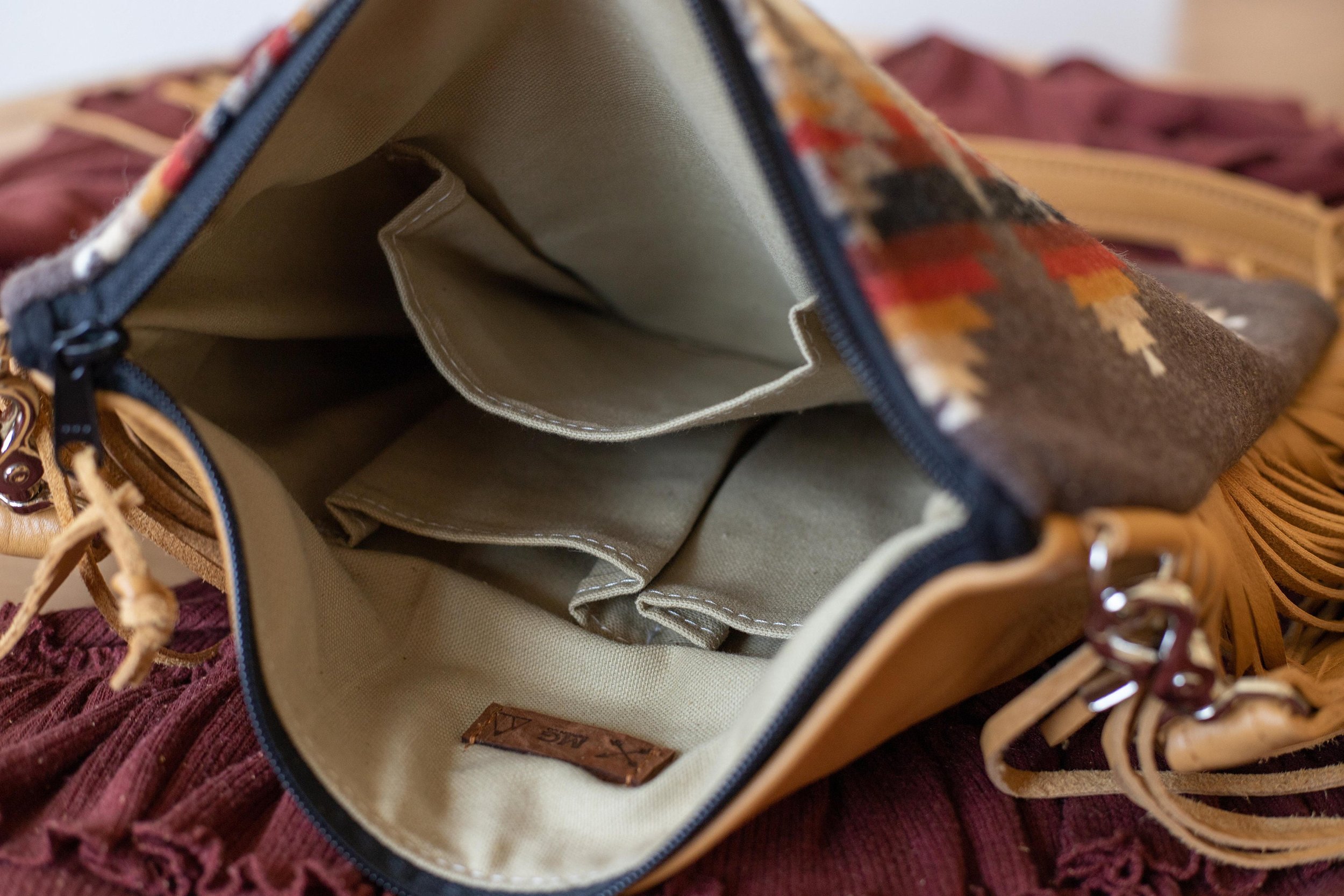 SOUTHWESTERN FRINGE BAG IN PACIFIC CREST + CARAMEL LEATHER