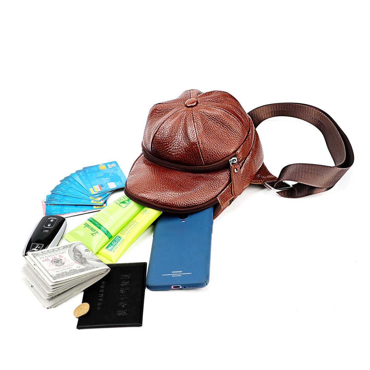 Cowhide One-Shoulder Crossbody Bag