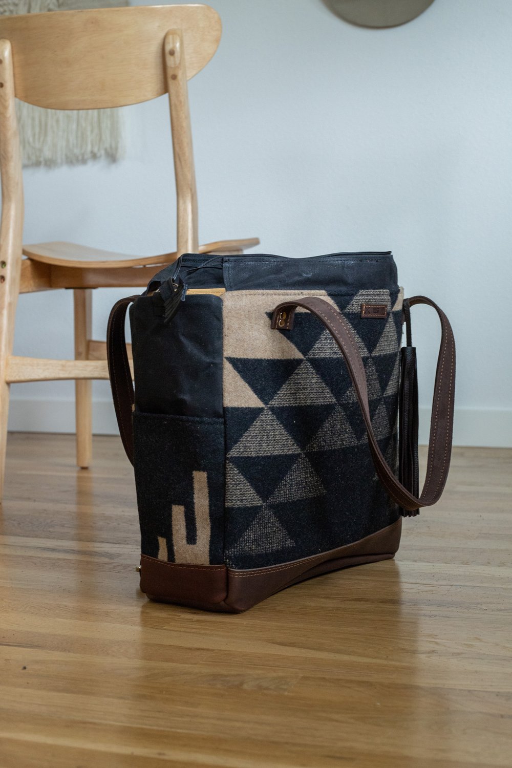UNISEX DIAPER BAG LARGE TOTE IN GEOMETRIC THUNDERBIRD