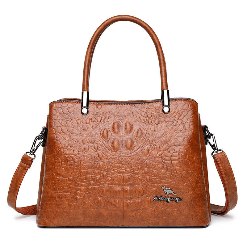 Solid Color Crocodile Fashion Portable Shoulder Bag